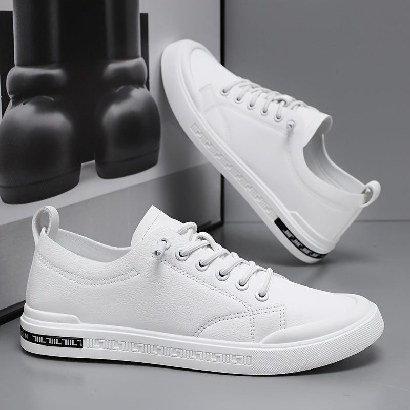 Men's Smooth Leather Sneakers with Fabric Lining EVA Insole and Durable PVC Sole