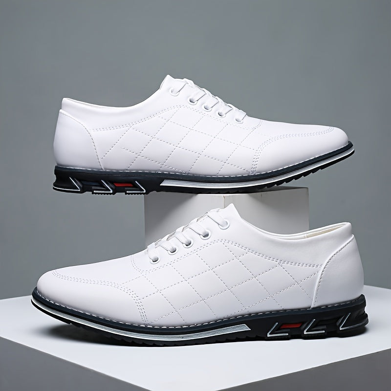 Men's Quilted Sneakers with Lace Up Closure and Textured Grip Outsole