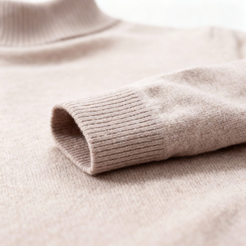 Men's Fine Knit Turtleneck Sweater with Slim Fit High Collar and Long Sleeves