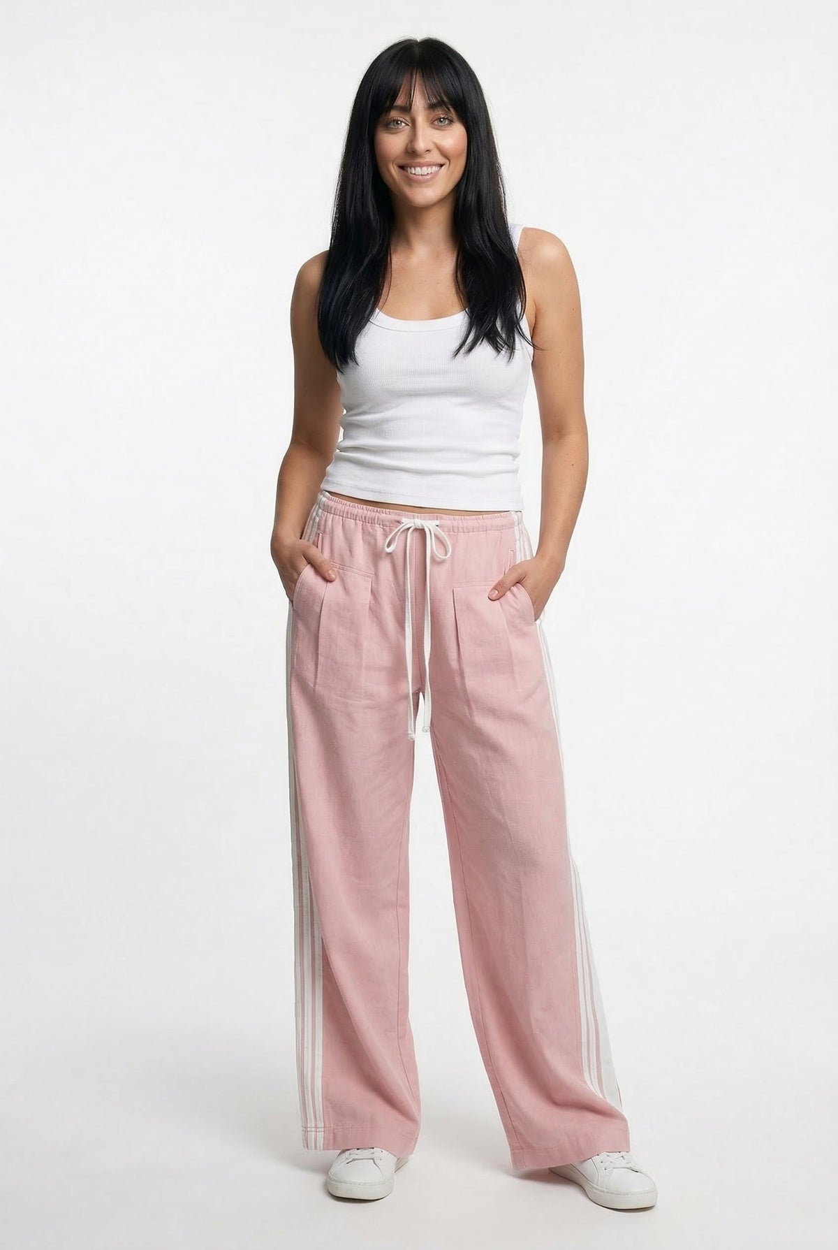Women's High Waisted Cotton Blend Joggers with Elastic Waistband