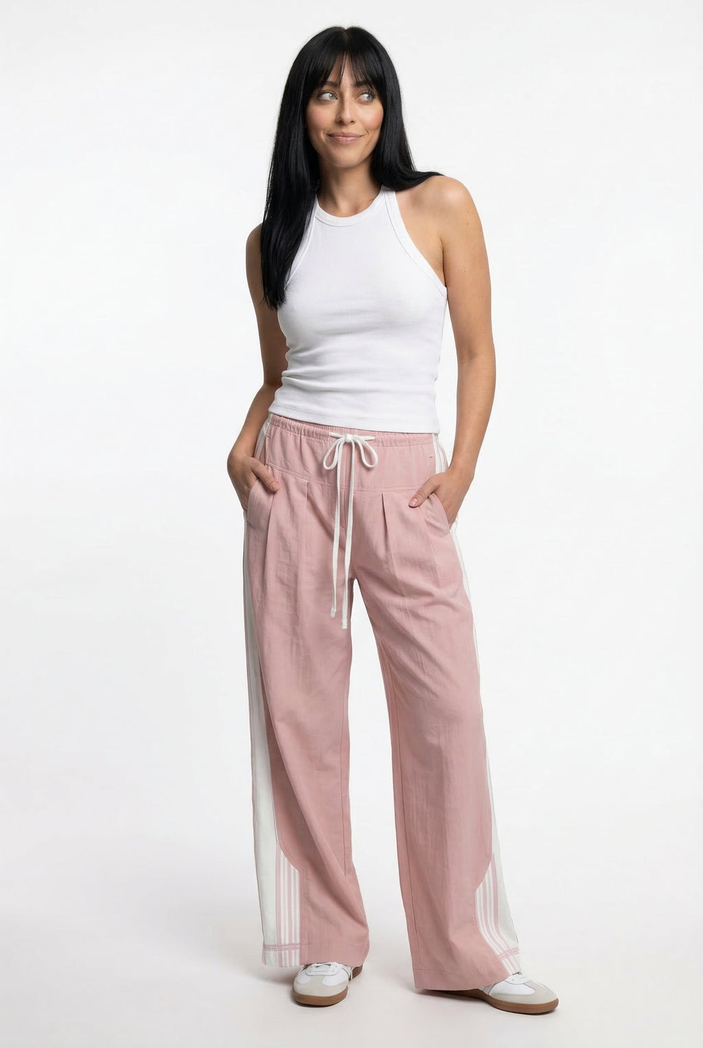 Women's High Waisted Cotton Blend Joggers with Elastic Waistband