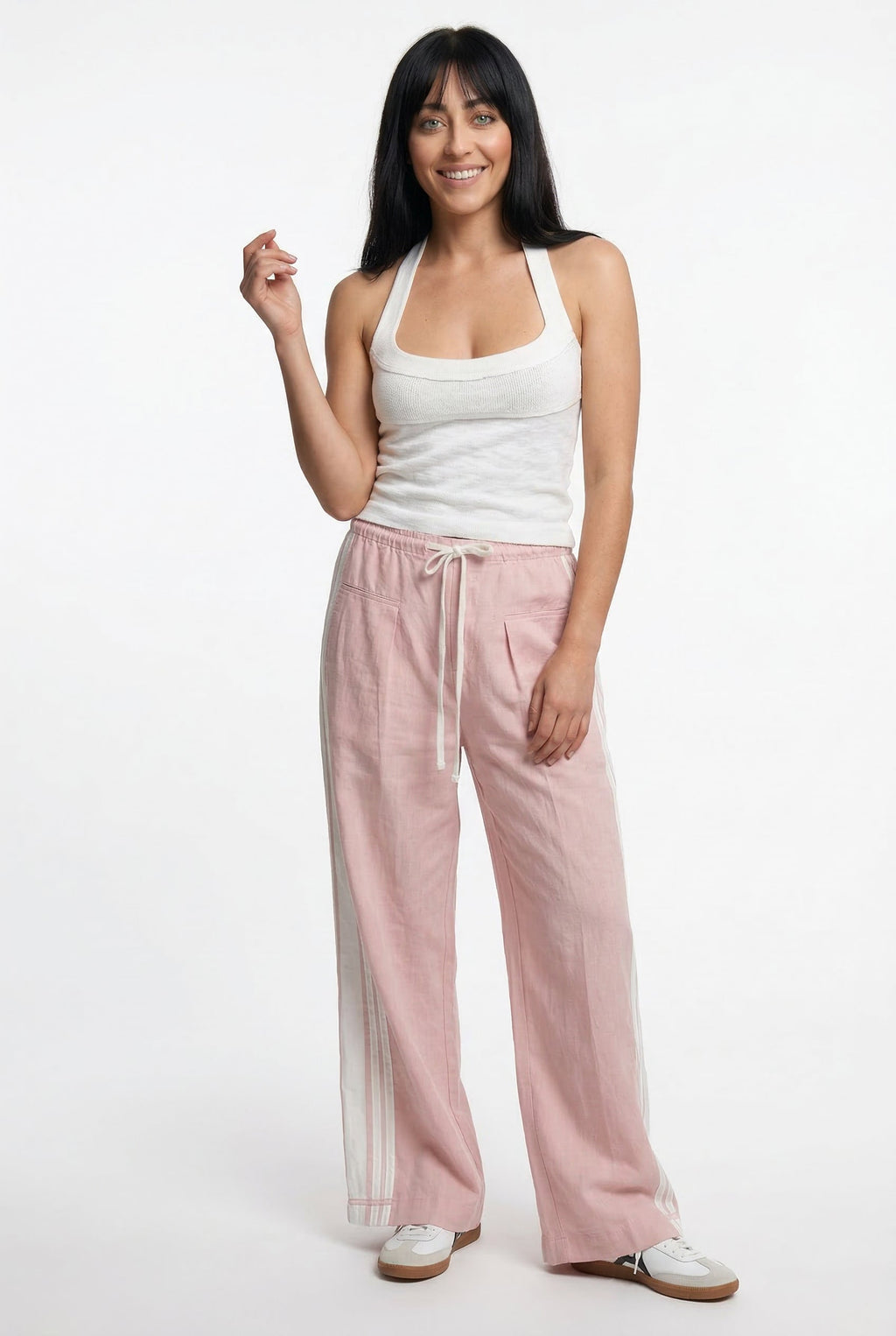 Women's High Waisted Cotton Blend Joggers with Elastic Waistband