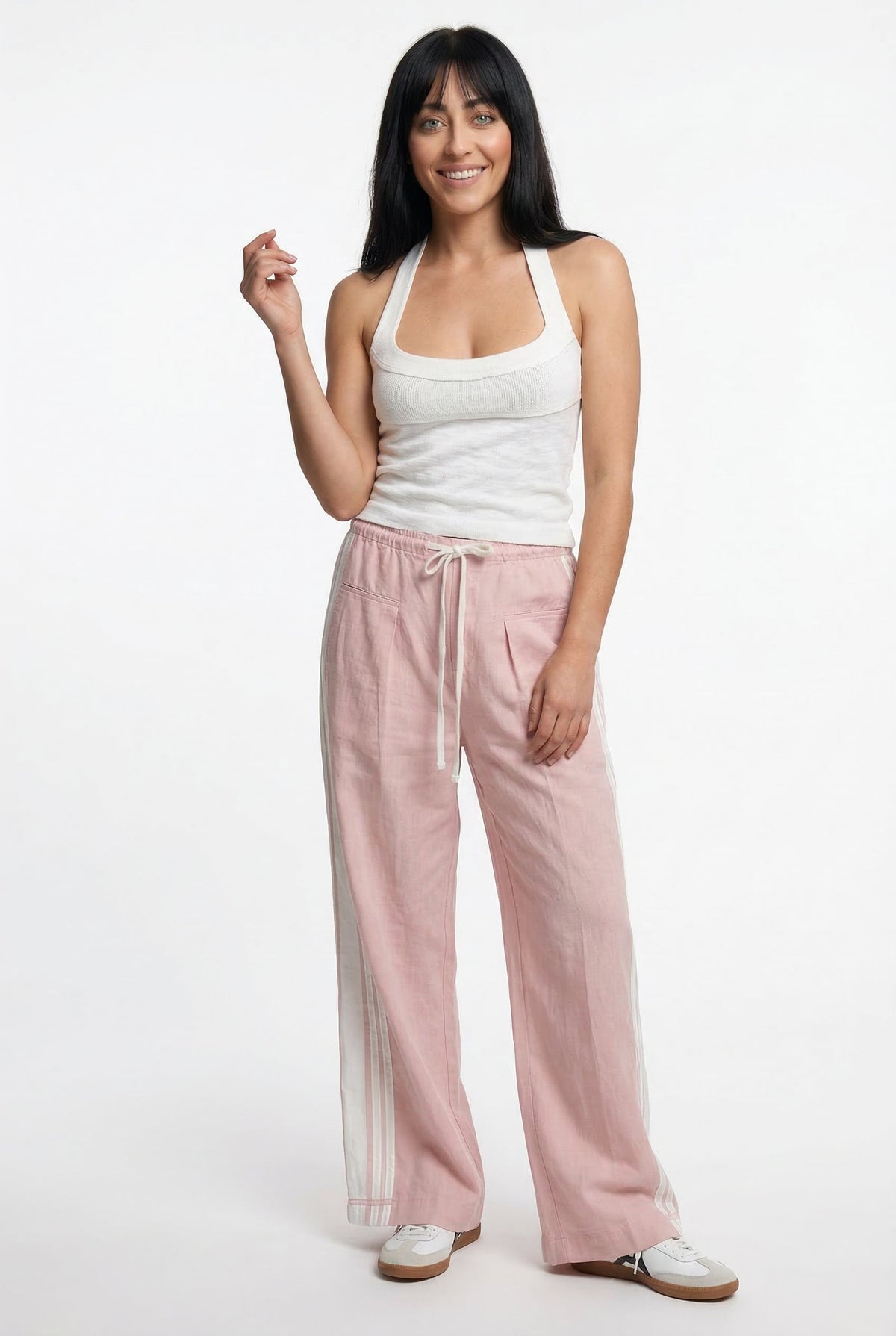 Women's High Waisted Cotton Blend Joggers with Elastic Waistband