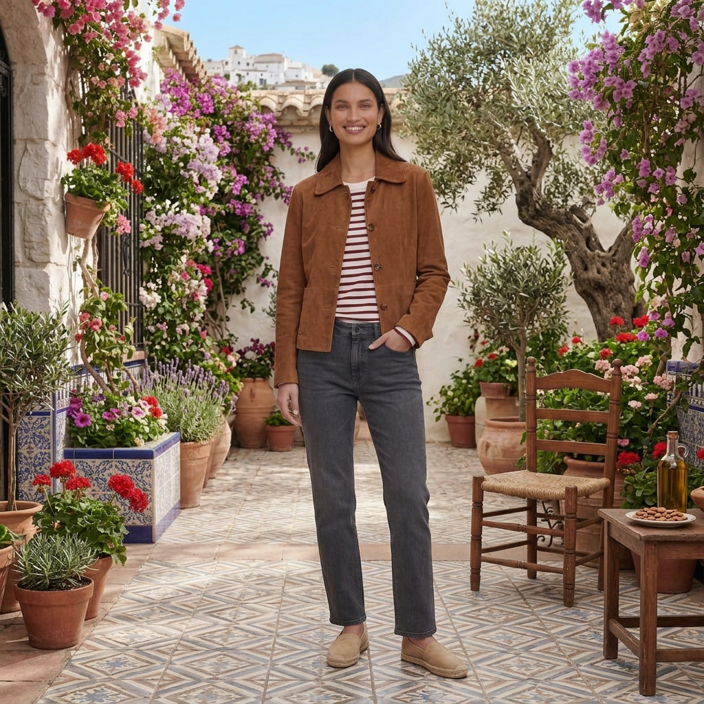 Women's Suede Effect Jacket with Relaxed Fit and Lightweight Fabric