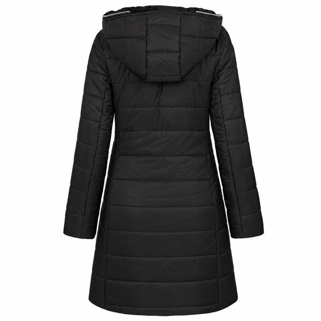 Women's Quilted Down Jacket with Fur Lining and Thick Insulation