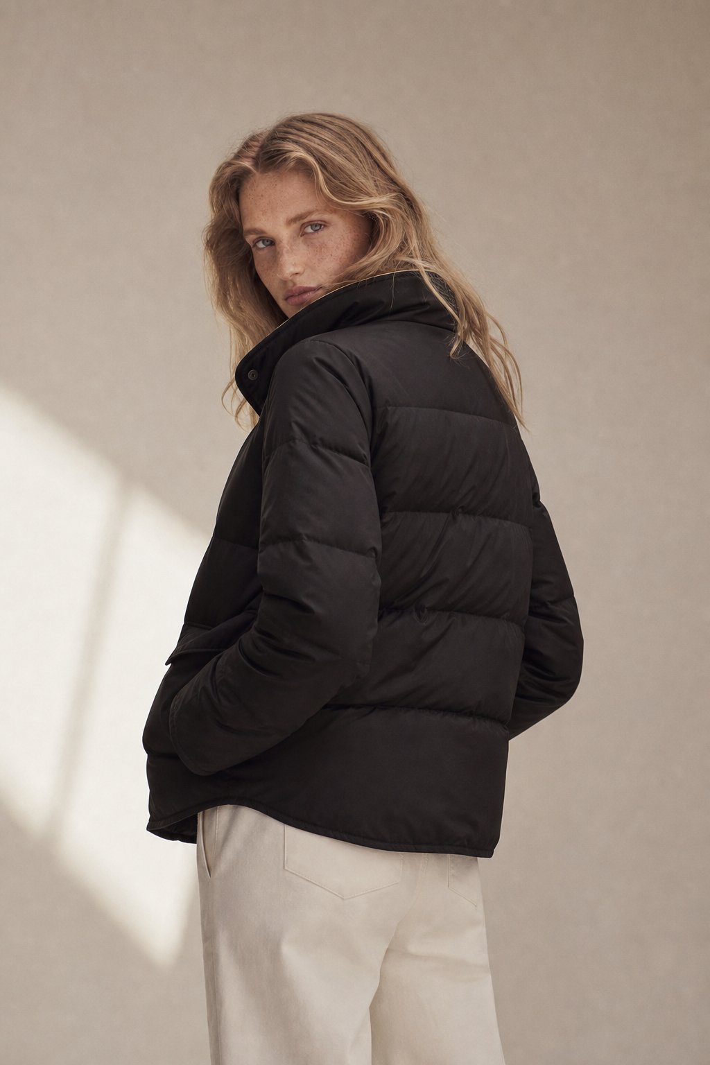 Women's Reversible Duck Down Puffer Jacket with Snap Closure