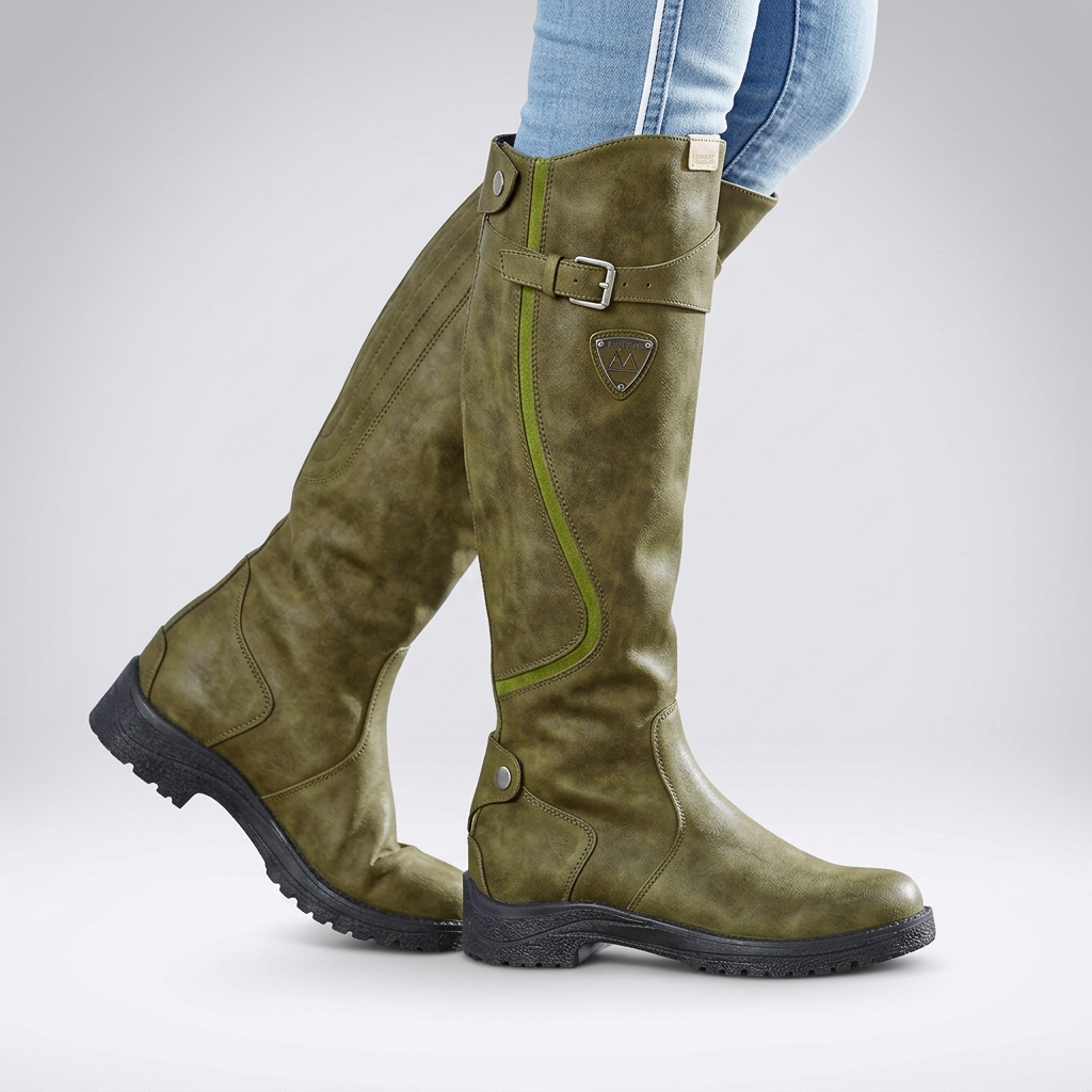 Women's Tall Boots with Anti Slip Sole and Adjustable Buckle Closure