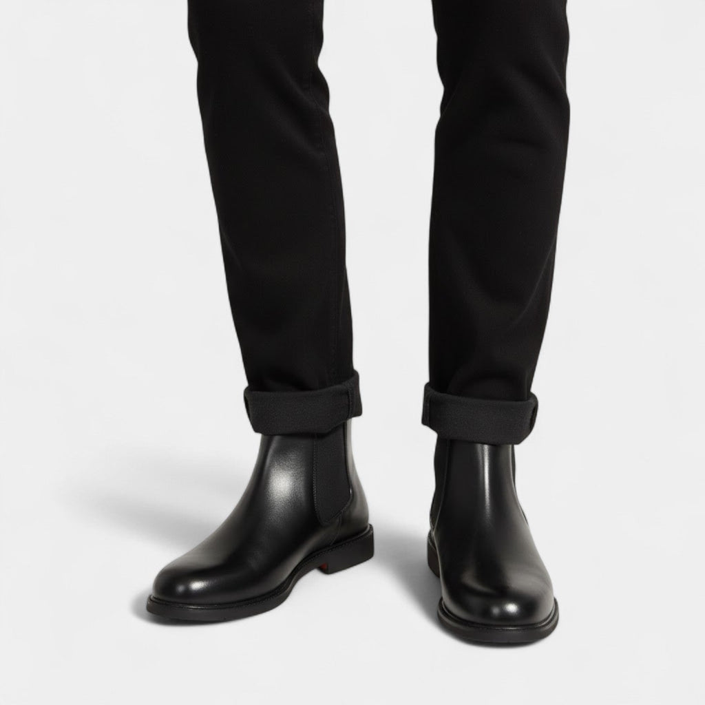 Men's Chelsea Boots with PU Leather Elastic Side Panels and Non Slip Rubber Sole