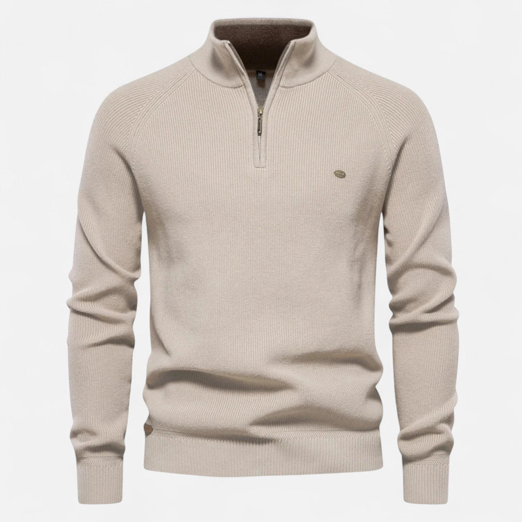 Men's Cotton Zip Cardigan with Versatile Cut Soft Knit and Everyday Comfort