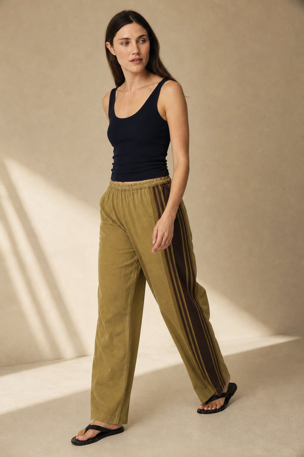 Women's High Waisted Cotton Blend Joggers with Elastic Waistband