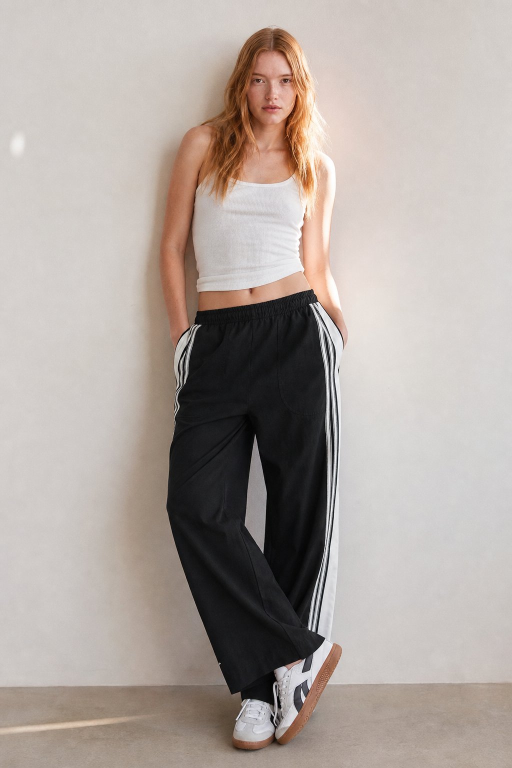 Women's High Waisted Cotton Blend Joggers with Elastic Waistband
