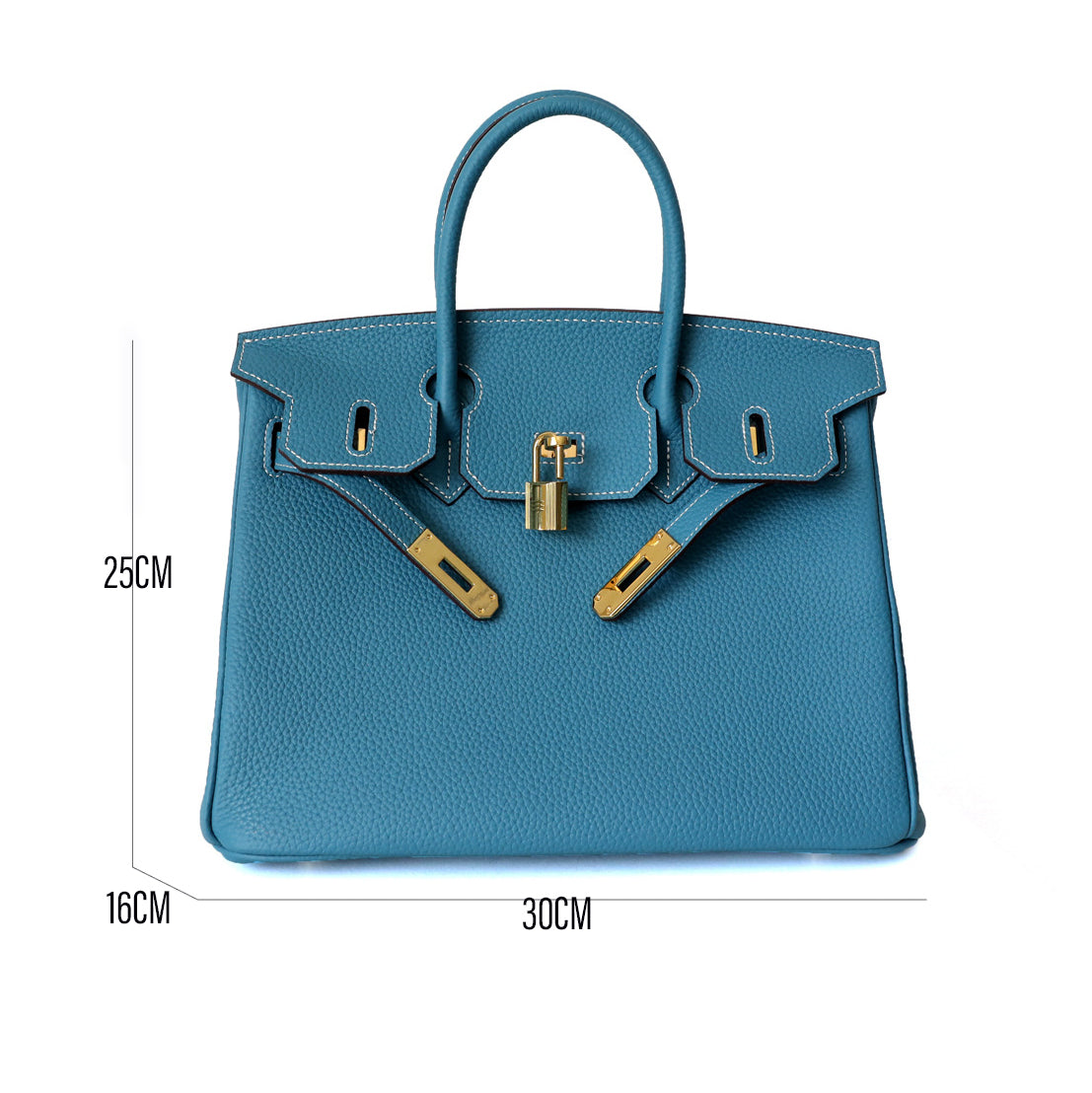 Women's Leather Handbag with Multiple Pockets and Twist Lock Closure