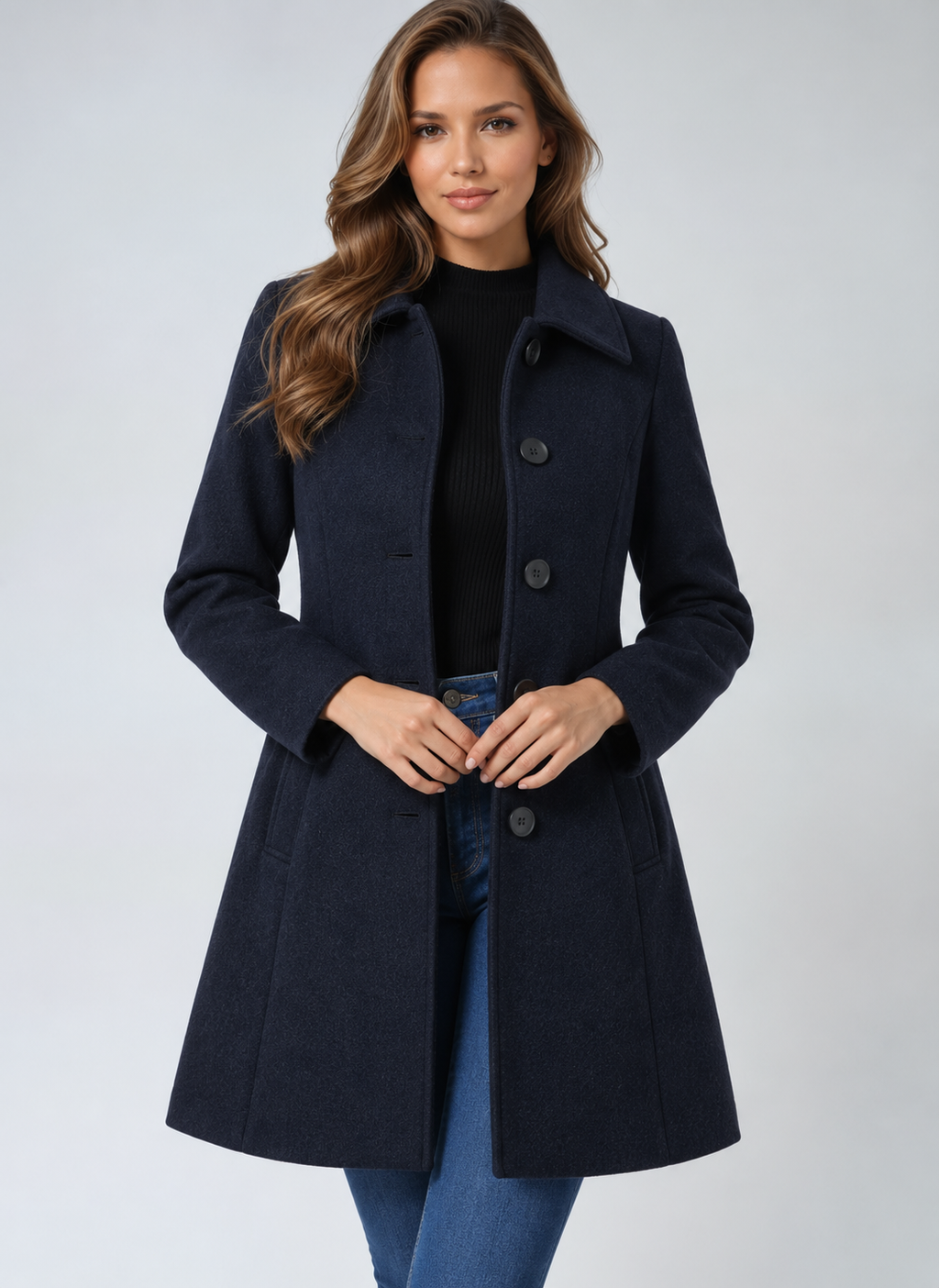 Women's Trench Coat with Single Button Closure and Structured Collar