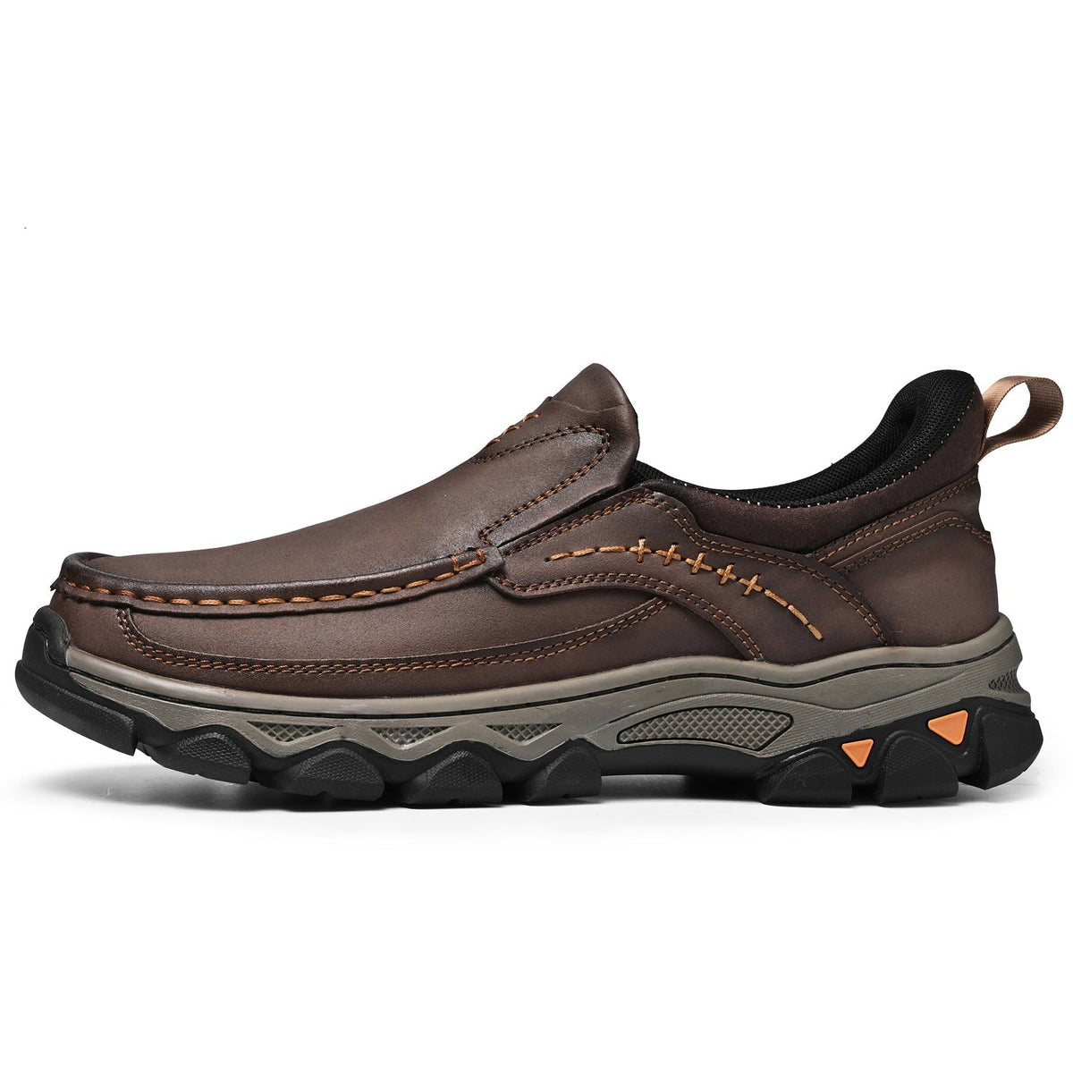 Men's Leather Slip On Walking Shoes with Cushioned Ergonomic Support