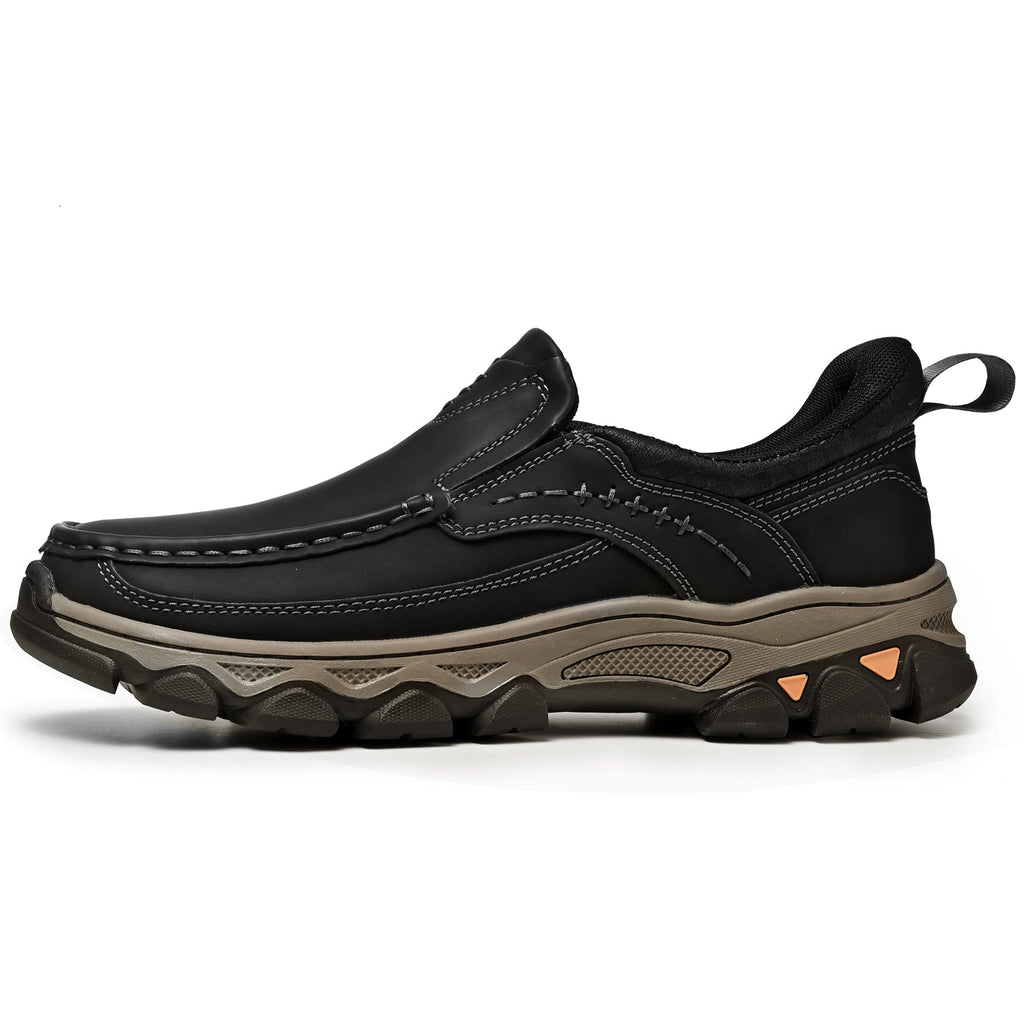 Men's Leather Slip On Walking Shoes with Cushioned Ergonomic Support