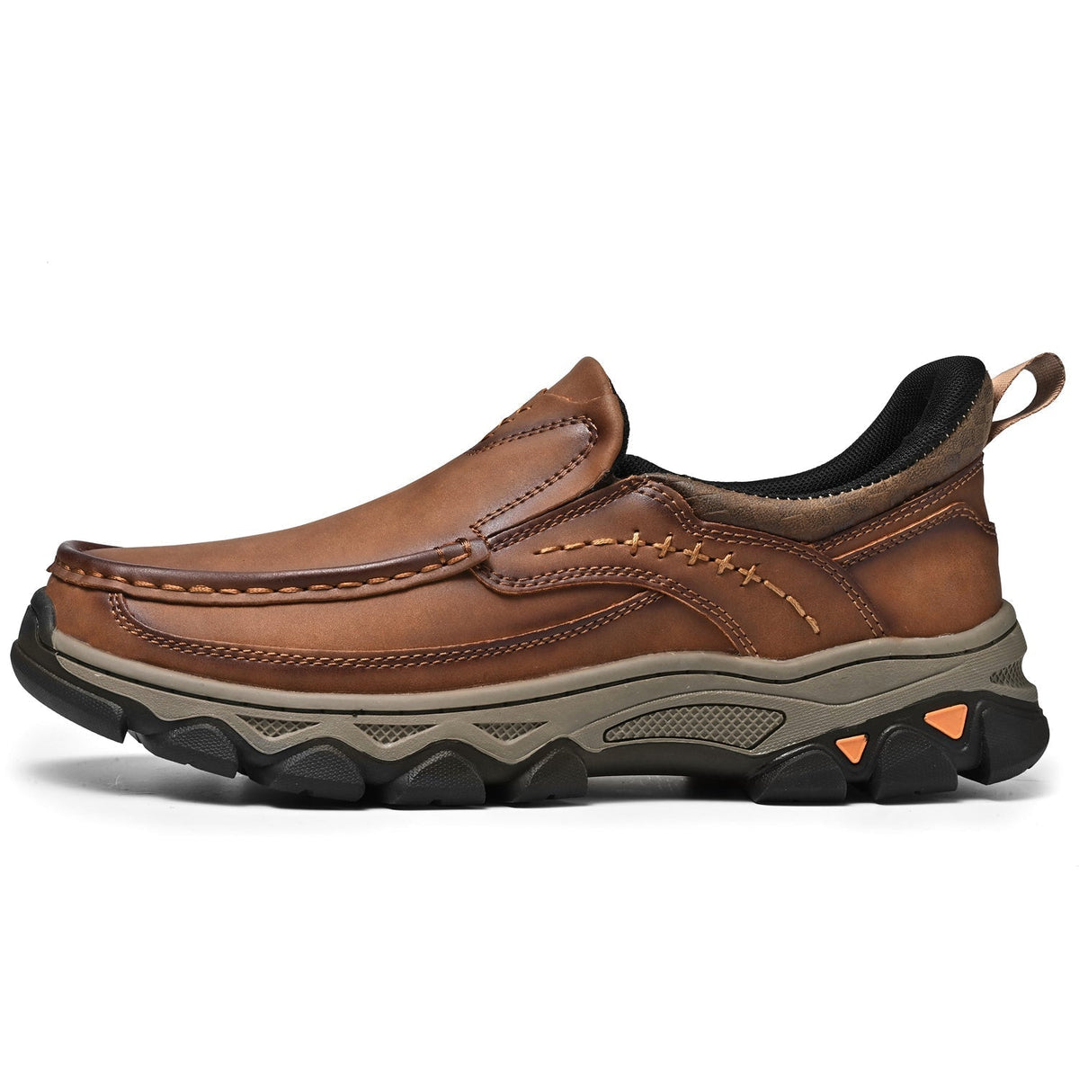 Men's Leather Slip On Walking Shoes with Cushioned Ergonomic Support