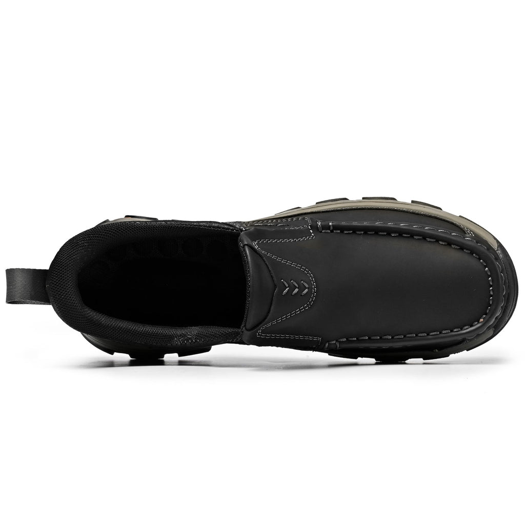 Men's Leather Slip On Walking Shoes with Cushioned Ergonomic Support