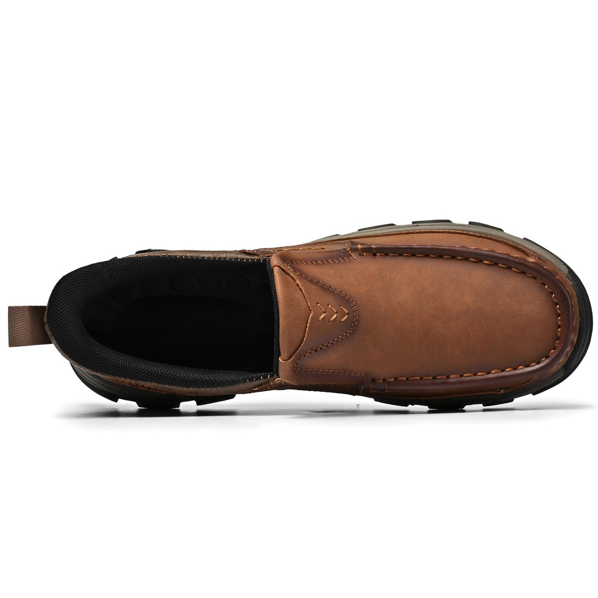 Men's Leather Slip On Walking Shoes with Cushioned Ergonomic Support