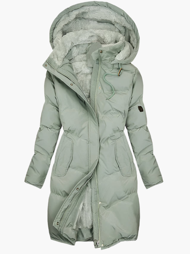 Women's Long Coat with Faux Fur Hood Soft Lining and Warm Design