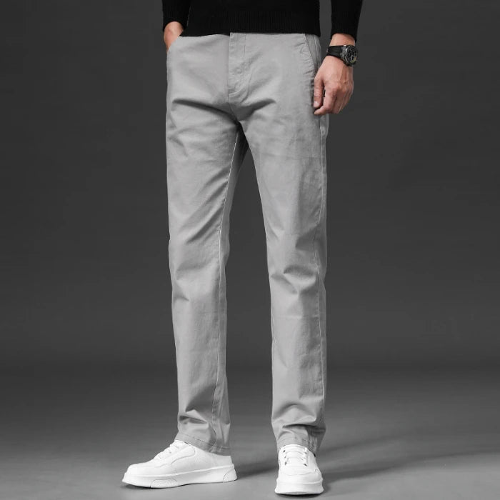 Men's Slim Fit Stretch Chino Pants with Elastic Waist and Wrinkle Resistance