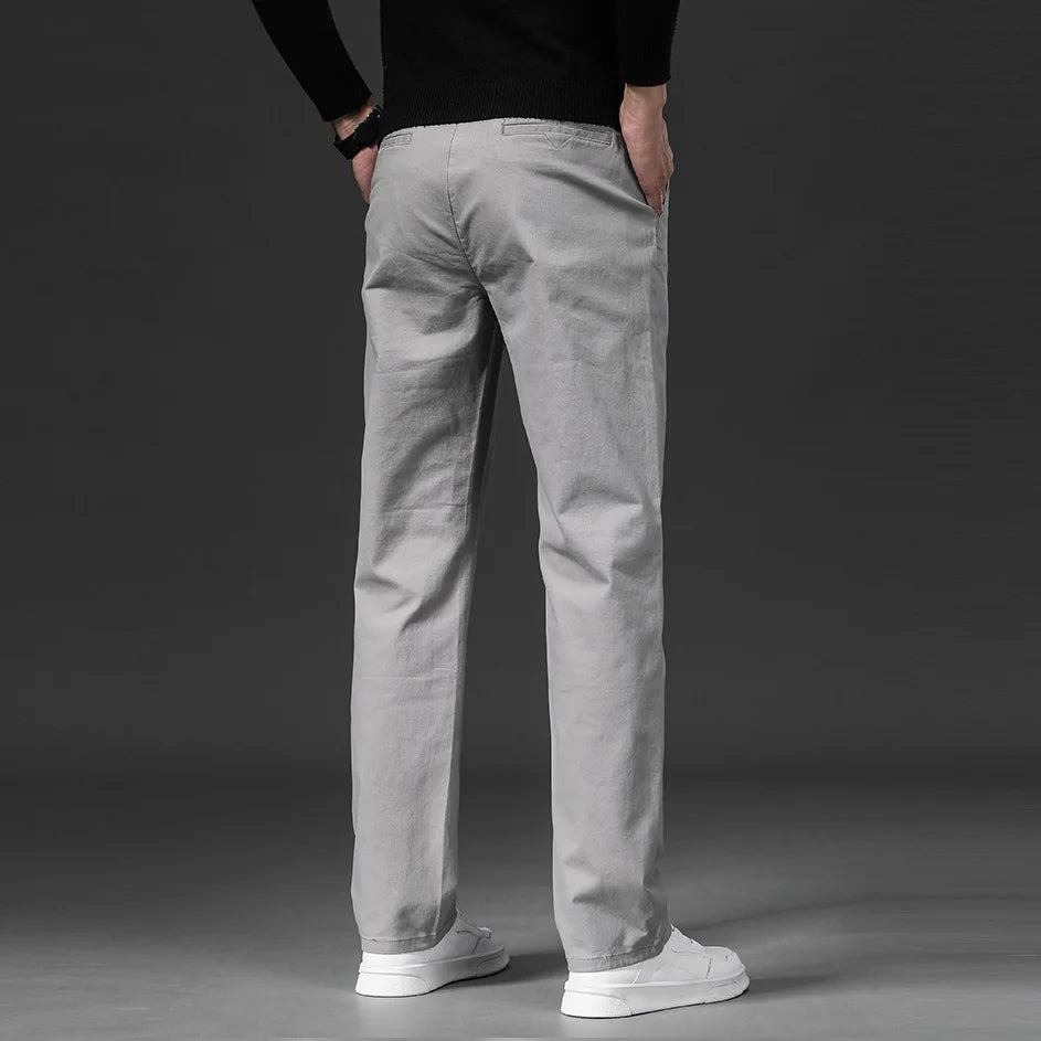Men's Slim Fit Stretch Chino Pants with Elastic Waist and Wrinkle Resistance