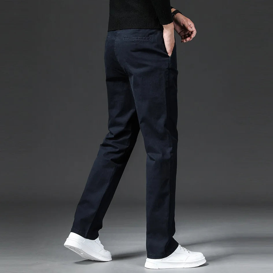 Men's Slim Fit Stretch Chino Pants with Elastic Waist and Wrinkle Resistance