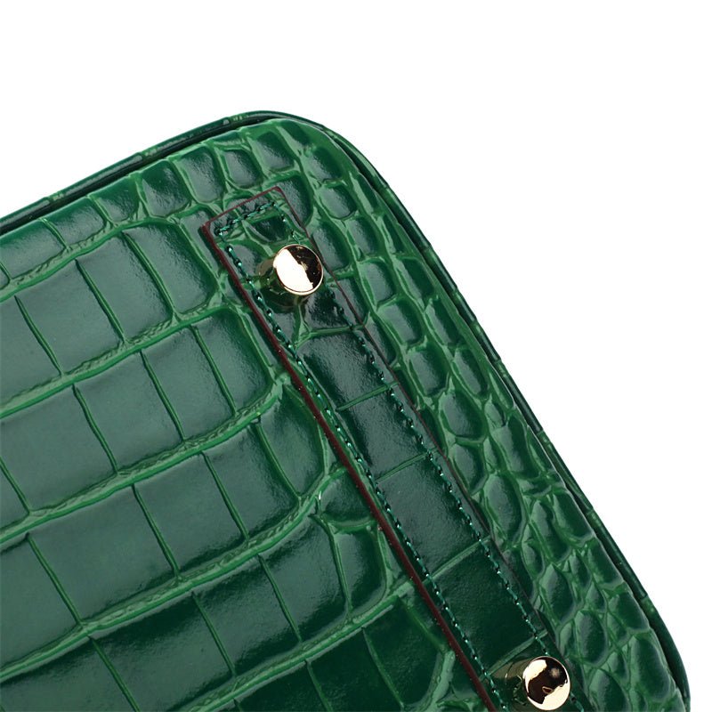 Women's Leather Handbag with Multiple Pockets and Twist Lock Closure