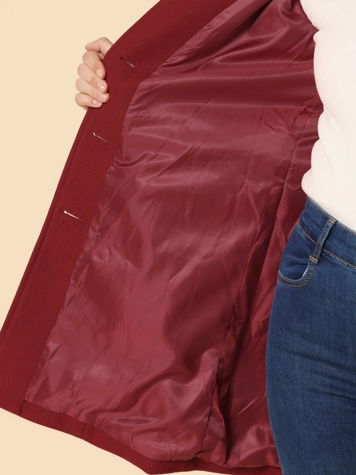 Women's Trench Coat with Single Button Closure and Structured Collar