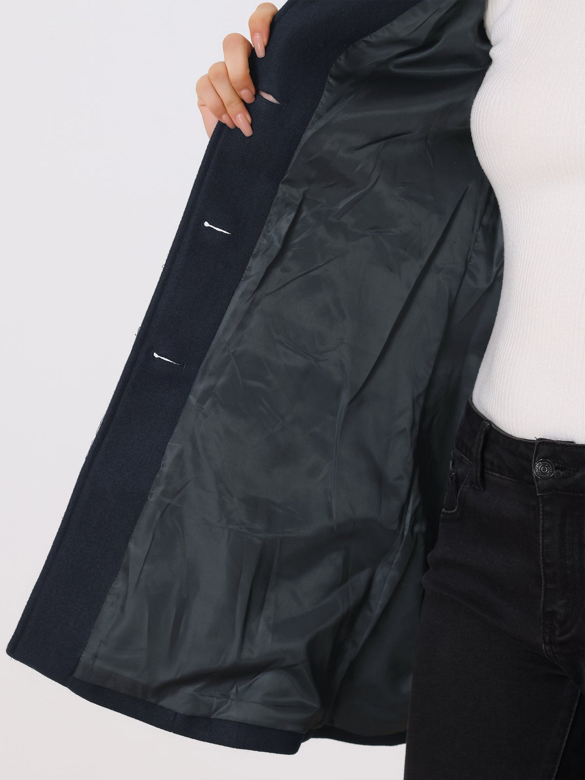Women's Trench Coat with Single Button Closure and Structured Collar